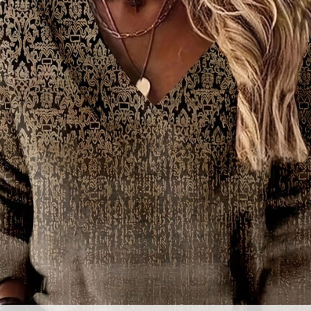 Elegant Black and Gold Patterned Women's Top